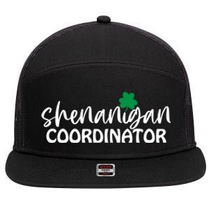 Shenanigan Coordinator Funny St Pattys Day Matching Meme Gift 7 Panel Mesh Trucker Snapback Hat