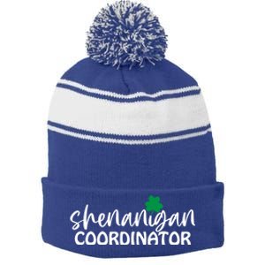 Shenanigan Coordinator Funny St Pattys Day Matching Meme Gift Stripe Pom Pom Beanie