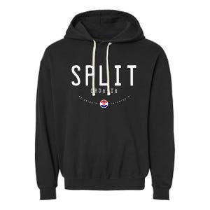 Split Croatia Flag Garment-Dyed Fleece Hoodie