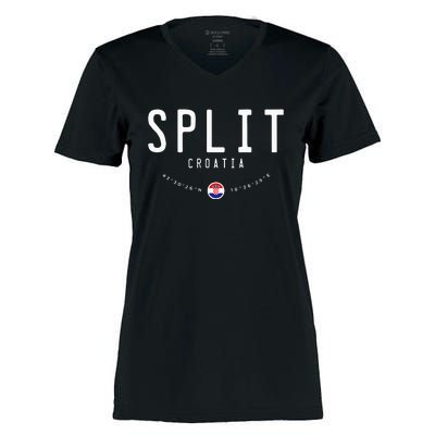 Split Croatia Flag Women's Momentum V-Neck T-Shirt