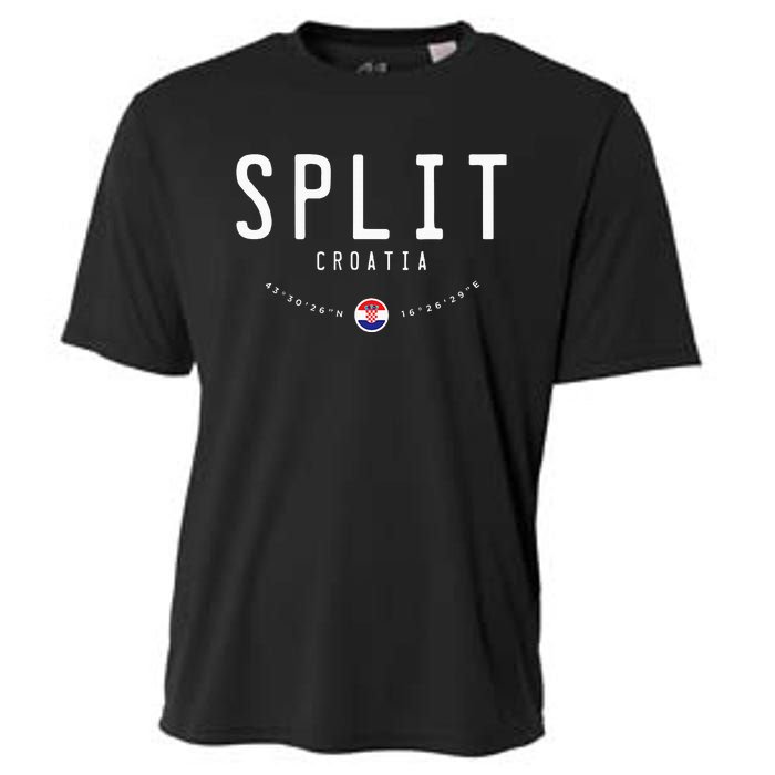 Split Croatia Flag Cooling Performance Crew T-Shirt