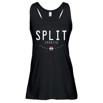 Split Croatia Flag Ladies Essential Flowy Tank