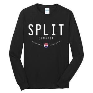 Split Croatia Flag Tall Long Sleeve T-Shirt