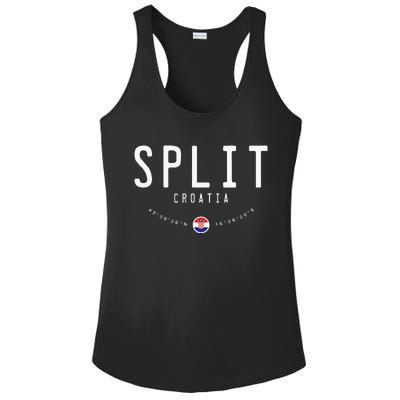 Split Croatia Flag Ladies PosiCharge Competitor Racerback Tank