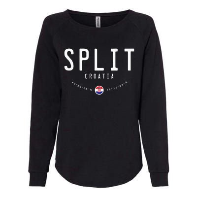 Split Croatia Flag Womens California Wash Sweatshirt