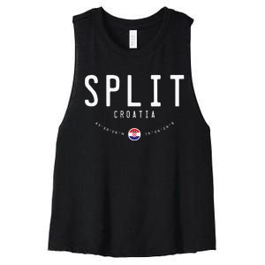 Split Croatia Flag Women's Racerback Cropped Tank