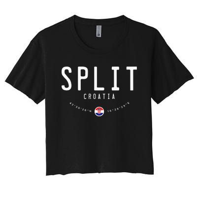 Split Croatia Flag Women's Crop Top Tee