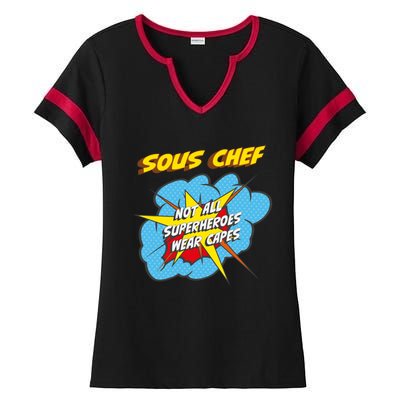 Sous Chef Funny Superhero Job Gift Ladies Halftime Notch Neck Tee