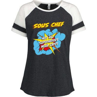 Sous Chef Funny Superhero Job Gift Enza Ladies Jersey Colorblock Tee