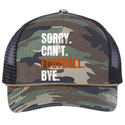 Sorry CanT Football Bye Retro Football Lovers Fan Football Retro Rope Trucker Hat Cap