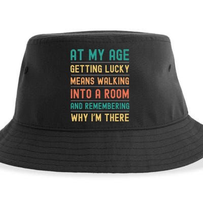 Senior Citizens Funny Saying At My Age Getting Lucky Jokes  Sustainable Bucket Hat