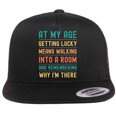 Senior Citizens Funny Saying At My Age Getting Lucky Jokes  Flatbill Hat