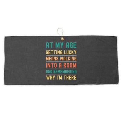Senior Citizens Funny Saying At My Age Getting Lucky Jokes  Large Microfiber Waffle Golf Towel