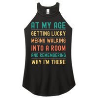 Senior Citizens Funny Saying At My Age Getting Lucky Jokes  Women's Perfect Tri Rocker Tank