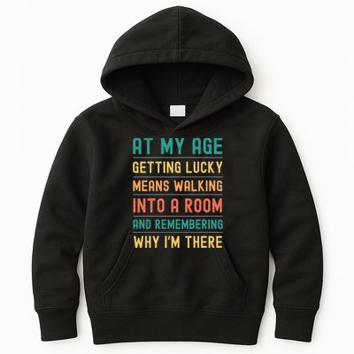Senior Citizens Funny Saying At My Age Getting Lucky Jokes  Kids Hoodie