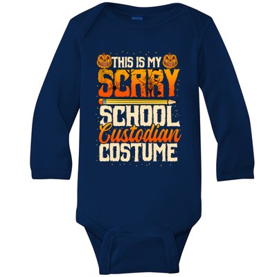 School Custodian Funny Gift Halloween Funny Janitor Custodial Great Gift Baby Long Sleeve Bodysuit