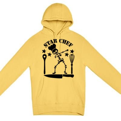 Star Chef Funny Dabbing Skeleton With Chefs Hat Funny Gift Premium Pullover Hoodie