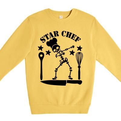 Star Chef Funny Dabbing Skeleton With Chefs Hat Funny Gift Premium Crewneck Sweatshirt