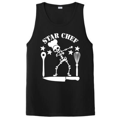 Star Chef Funny Dabbing Skeleton With Chefs Hat Funny Gift PosiCharge Competitor Tank