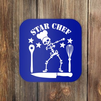 Star Chef Funny Dabbing Skeleton With Chefs Hat Funny Gift Coaster