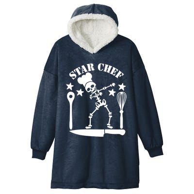 Star Chef Funny Dabbing Skeleton With Chefs Hat Funny Gift Hooded Wearable Blanket