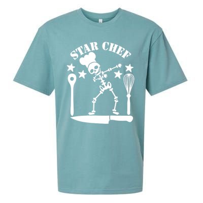 Star Chef Funny Dabbing Skeleton With Chefs Hat Funny Gift Sueded Cloud Jersey T-Shirt