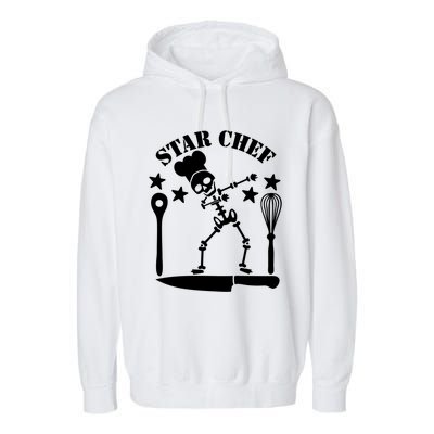 Star Chef Funny Dabbing Skeleton With Chefs Hat Funny Gift Garment-Dyed Fleece Hoodie