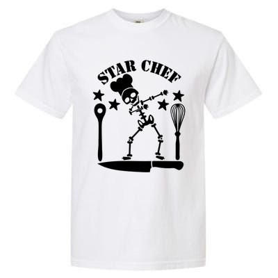 Star Chef Funny Dabbing Skeleton With Chefs Hat Funny Gift Garment-Dyed Heavyweight T-Shirt