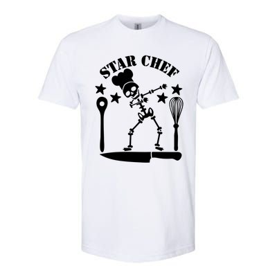 Star Chef Funny Dabbing Skeleton With Chefs Hat Funny Gift Softstyle CVC T-Shirt