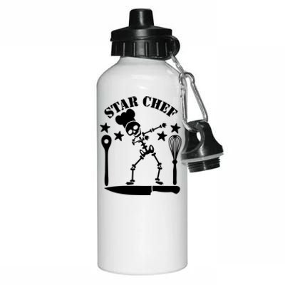 Star Chef Funny Dabbing Skeleton With Chefs Hat Funny Gift Aluminum Water Bottle