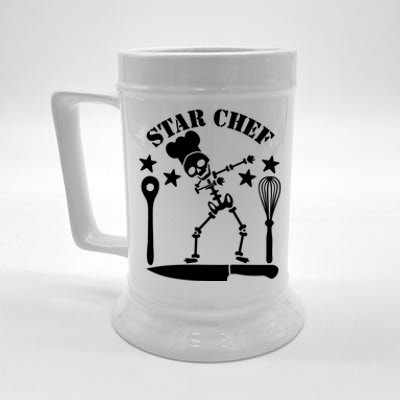 Star Chef Funny Dabbing Skeleton With Chefs Hat Funny Gift Beer Stein