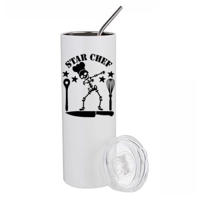 Star Chef Funny Dabbing Skeleton With Chefs Hat Funny Gift Stainless Steel Tumbler