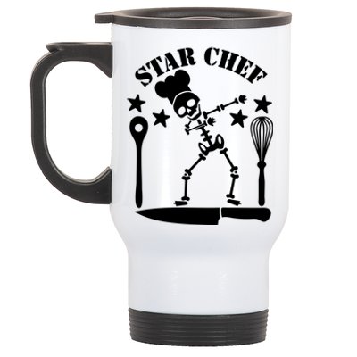 Star Chef Funny Dabbing Skeleton With Chefs Hat Funny Gift Stainless Steel Travel Mug