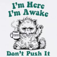Sarcastic Cat Funny Cat I'm Here I'm Awake Don't Push It Button