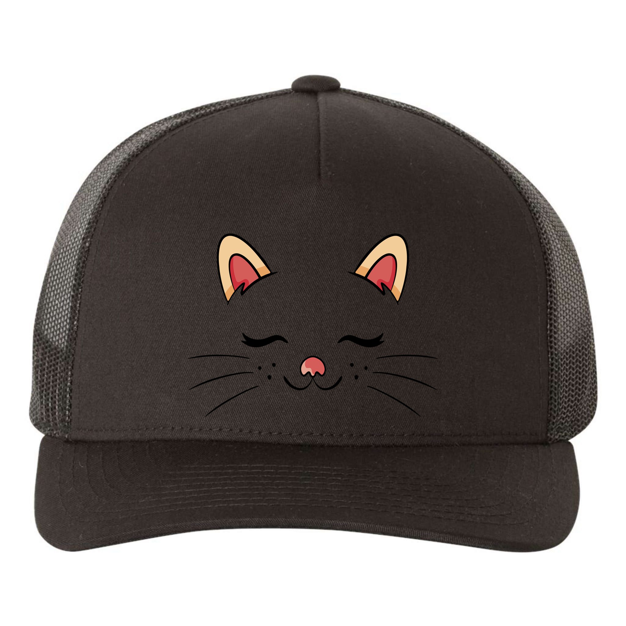 Sleeping Cat Face Yupoong Adult 5-Panel Trucker Hat
