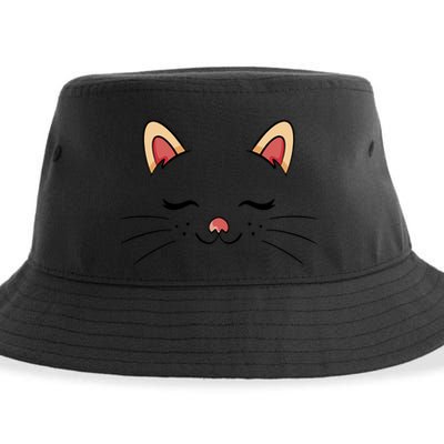 Sleeping Cat Face Sustainable Bucket Hat