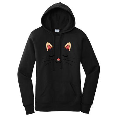 Sleeping Cat Face Women's Pullover Hoodie