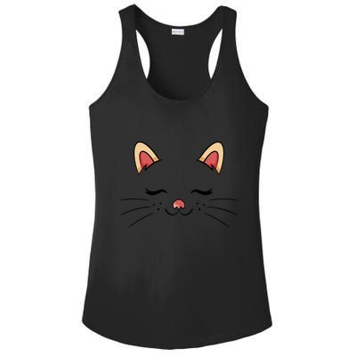 Sleeping Cat Face Ladies PosiCharge Competitor Racerback Tank