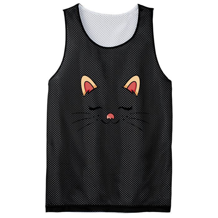 Sleeping Cat Face Mesh Reversible Basketball Jersey Tank