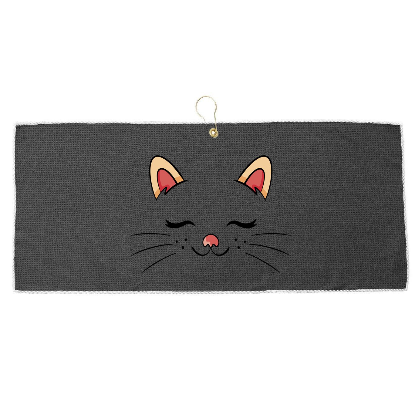 Sleeping Cat Face Large Microfiber Waffle Golf Towel
