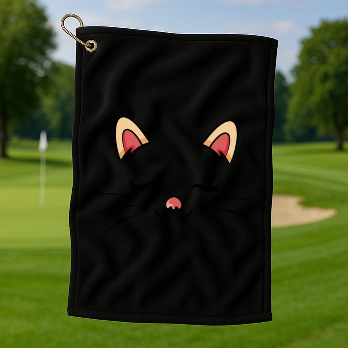 Sleeping Cat Face Golf Towel