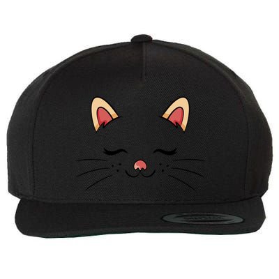 Sleeping Cat Face Wool Snapback Cap