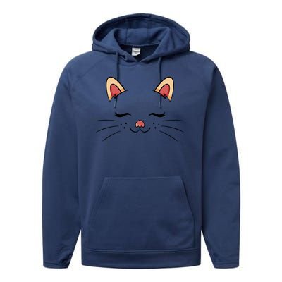 Sleeping Cat Face Performance Fleece Hoodie