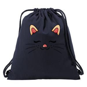 Sleeping Cat Face Drawstring Bag