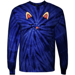 Sleeping Cat Face Tie-Dye Long Sleeve Shirt