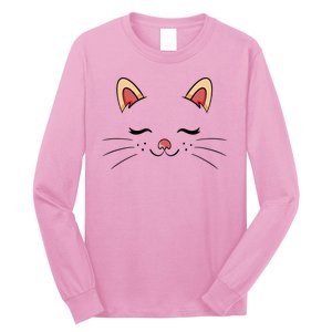 Sleeping Cat Face Long Sleeve Shirt