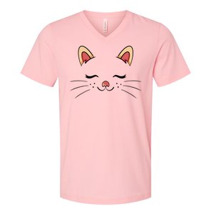 Sleeping Cat Face V-Neck T-Shirt