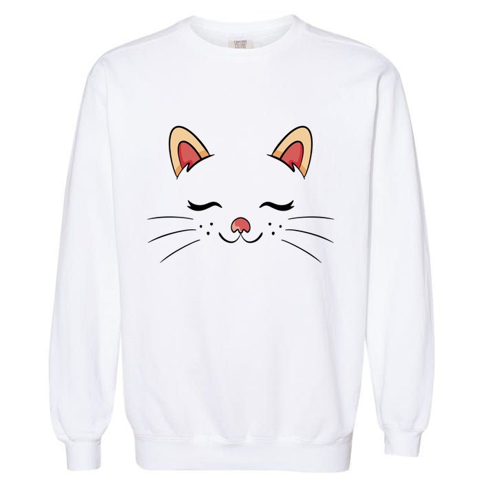 Sleeping Cat Face Garment-Dyed Sweatshirt