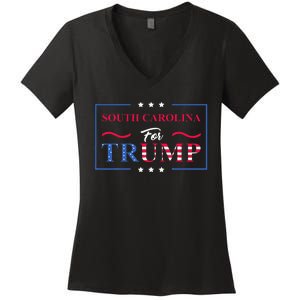 South Carolina For Trump 2024 Pro Vote Republican Women's V-Neck T-Shirt