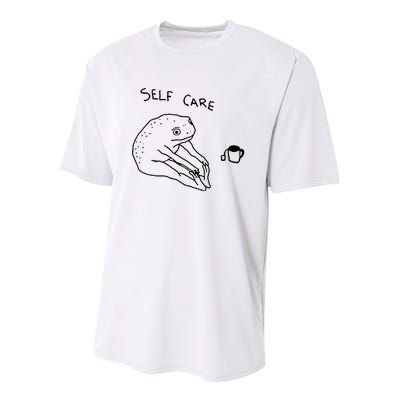 Self Care Frog Drinking Tea Funny Frog Youth Performance Sprint T-Shirt